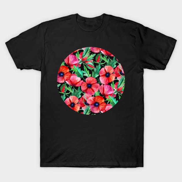 Plenty of Poppies – black T-Shirt by micklyn